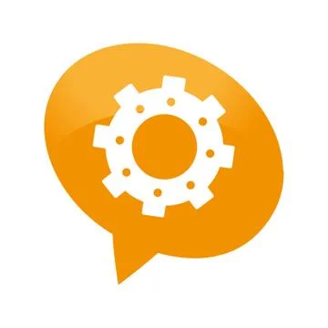 Speech bubble with gear machine isolated icon Stock Illustration