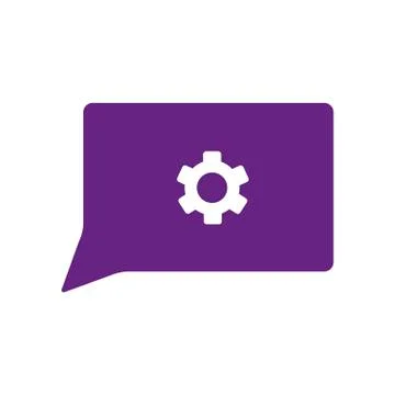 Speech bubble with gear machine settings Stock Illustration