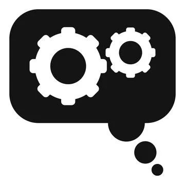 Speech bubble with gears thinking about engineering solution Illustrazione stock