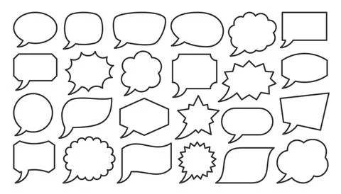 Speech bubble geometric balloon banner line set Stock Illustration