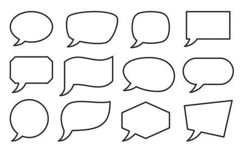 Speech bubble geometric balloon banner line set Stock Illustration