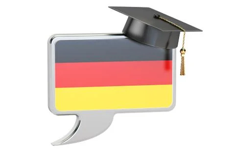 Speech bubble with German flag learning concept 3D rendering Stock Illustration