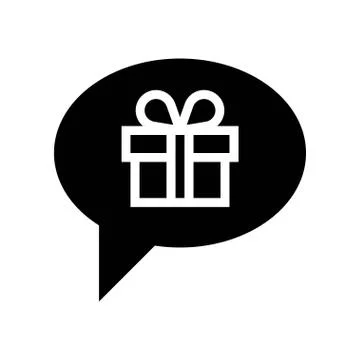 Speech bubble with Gift box vector, solid design icon イラスト素材