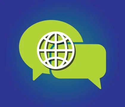 Speech bubble globe Illustrazione stock