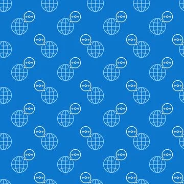 Speech Bubble with Globe vector line concept seamless pattern Illustrazione stock