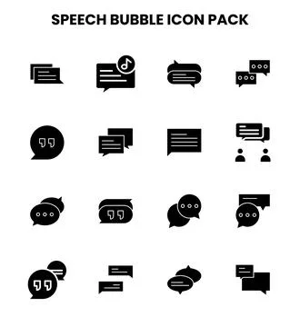 Speech Bubble Glyph Bundle Icons Pack Иллюстрация