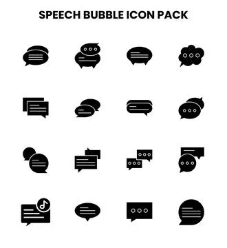 Speech Bubble Glyph Graphics Icons Pack Stock Illustration