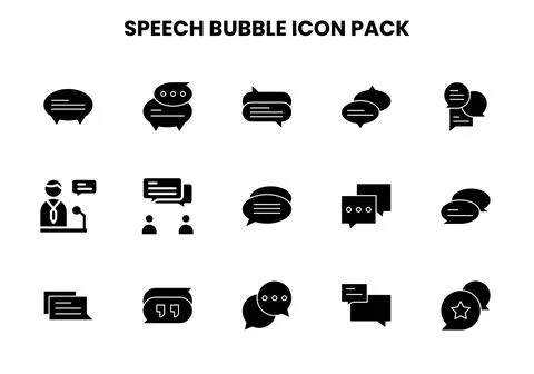Speech Bubble Glyph Icons Pack Иллюстрация