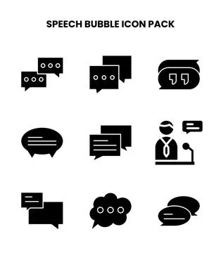 Speech Bubble Glyph Icons Pack 库存插图