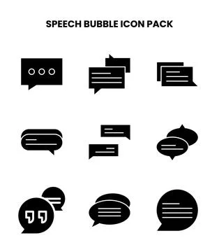 Speech Bubble Glyph Icons Pack Illustration