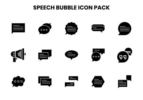 Speech Bubble Glyph Vector Icons Pack Ilustración de archivo