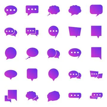 Speech Bubble gradient icons on white background 스톡 일러스트