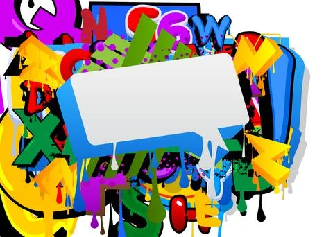 Speech Bubble Graffiti Background. Colorful Urban painting style backdrop. .. Stock Illustration