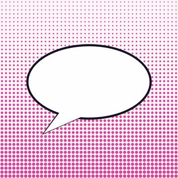 Speech bubble graphic with pink dotted background Stock Illustration