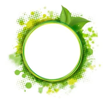 Speech bubble with green blob and leaves Stock Illustration