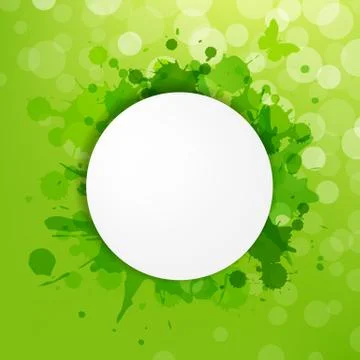 Speech bubble with green blots and bokeh Stock Illustration