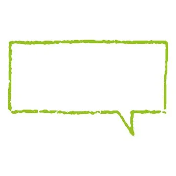 Speech bubble green outline blank, vector cartoon crayon communication frame Illustrazione stock