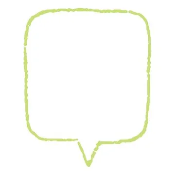 Speech bubble green outline icon, vector cartoon crayon communication chat Stock Illustration