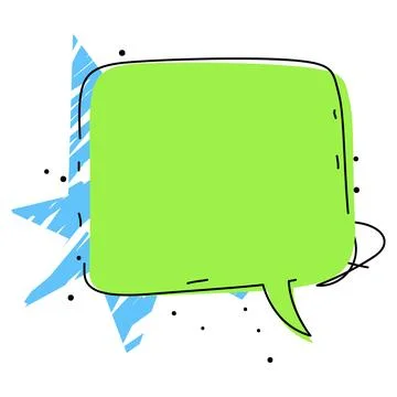 Speech bubble green sticker. Grunge strokes background. Paper note for text.. Ilustración de archivo
