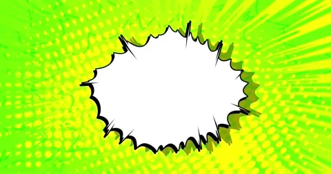 Speech Bubble on Green Yellow Comic Book Background Stock Footage 169622485