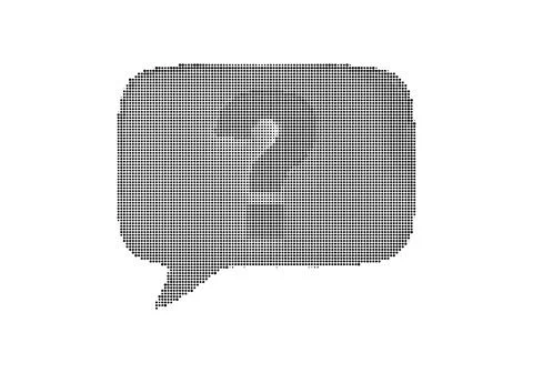 Speech bubble halftone icon with number two inside. Stock Illustration