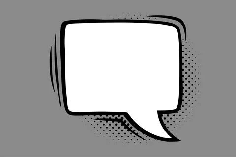 Speech bubble with halftone shadow in comic style. Square speech bubble isolated Illustrazione stock