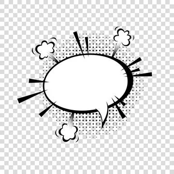 Speech bubble with halftone shadows in cartoon, comic style. Illustrazione stock