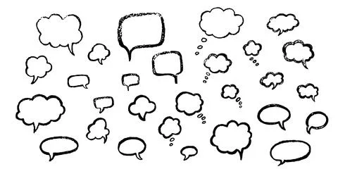 Speech bubble hand draw doodle set. Vector stock illustration isolated on white Illustrazione stock