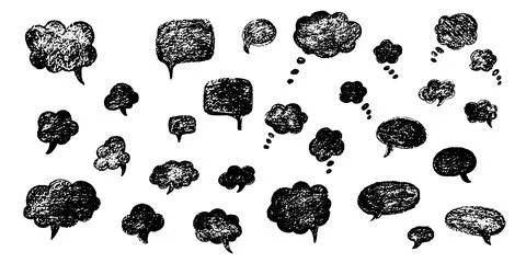 Speech bubble hand draw doodle set. Vector stock illustration isolated on white Illustrazione stock