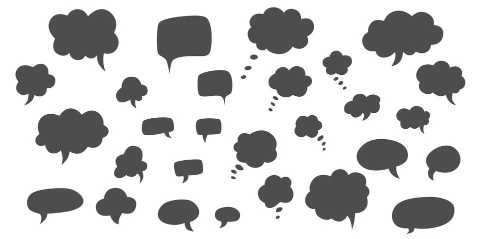 Speech bubble hand draw doodle set. Vector stock illustration isolated on white Illustrazione stock