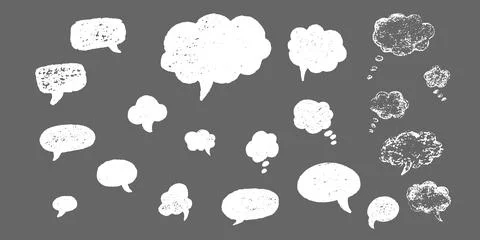 Speech bubble hand draw doodle set. Vector stock illustration isolated on black Illustrazione stock