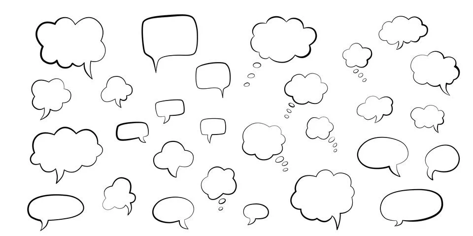 Speech bubble hand draw doodle set. Vector stock illustration isolated on white イラスト素材