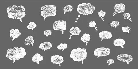 Speech bubble hand draw doodle set. Vector stock illustration isolated on black イラスト素材