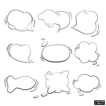 Speech bubble hand drawn set イラスト素材