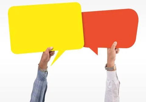 Speech bubble in hand Stock Photos