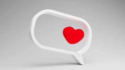 Speech bubble with heart . 3d render icon Stock Illustration