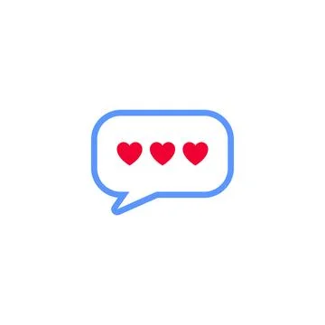 Speech bubble heart icon, Valentines day symbol Stock Illustration