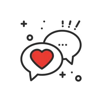 Speech bubble with heart line icon. Conversation chat dialog message. Stock Illustration
