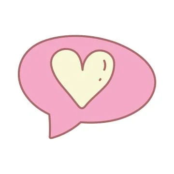 Speech bubble heart love message cartoon cute Stock Illustration