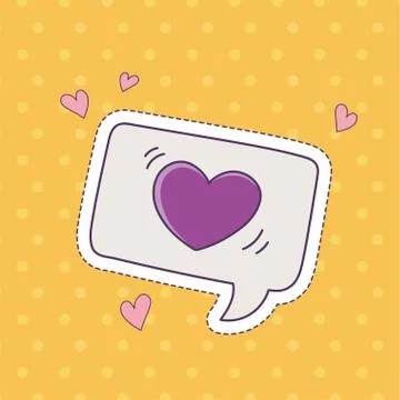 Speech bubble heart patch fashion badge sticker decoration icon Stock Illustration