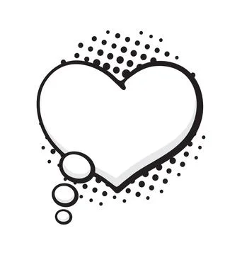 Speech bubble heart shape with dots rays in pop art style Illustrazione stock