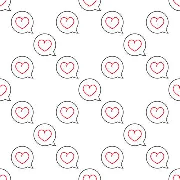 Speech Bubble with Heart vector relationship linear seamless pattern イラスト素材