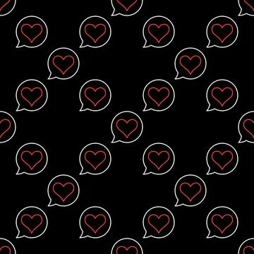 Speech Bubble with Heart vector thin line seamless pattern Illustrazione stock