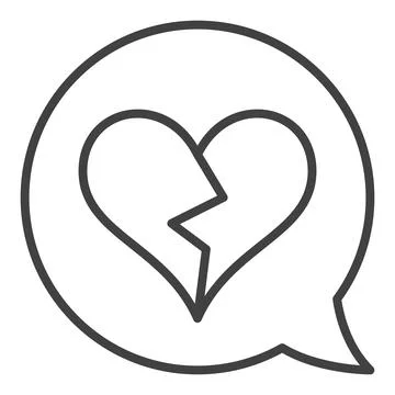 Speech Bubble with Heartbreak vector Lost Love icon in outline style Stock Illustration