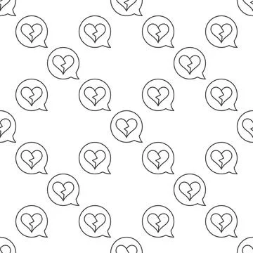 Speech Bubble with Heartbreak vector Lost Love seamless pattern Stock Illustration