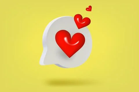 Speech bubble with hearts. Love message concept. 3d vector illustration Stock Illustration