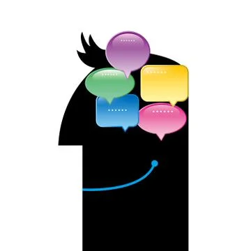 Speech bubble in the human brain. Isolated over white background. Stock Illustration