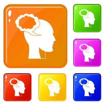 Speech bubble with human head icons set vector color 스톡 일러스트