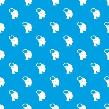 Speech bubble with human head pattern seamless blue Illustrazione stock