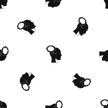 Speech bubble with human head pattern seamless black Illustrazione stock